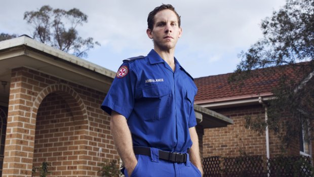  Paramedic Gareth Copeland at his home in Gosford. 