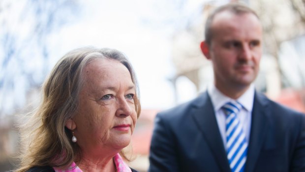 Emergency Services Minister
Joy Burch with Chief Minister Andrew Barr