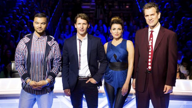 <i>X Factor</i> judges Guy Sebastian, James Blunt, Dannii Minogue and Chris Isaak. 