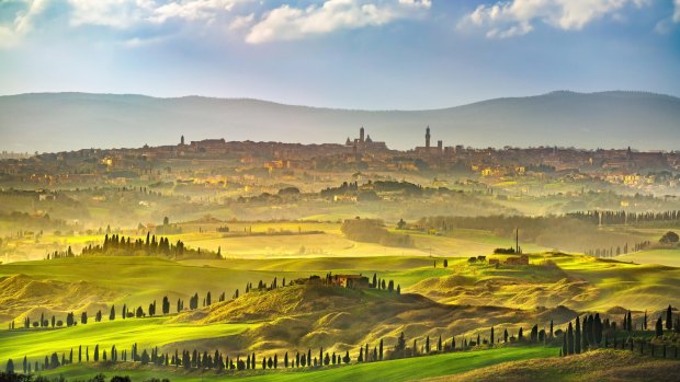 The rolling hills surrounding Siena.