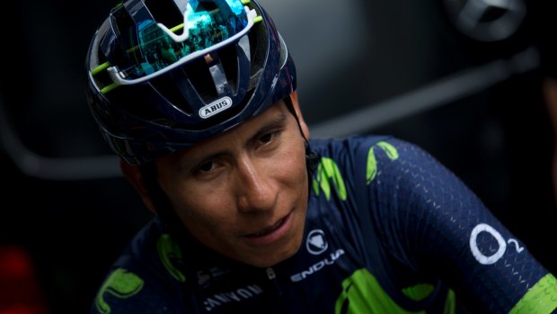 Nairo Quintana on a training ride in Düsseldorf on Friday.