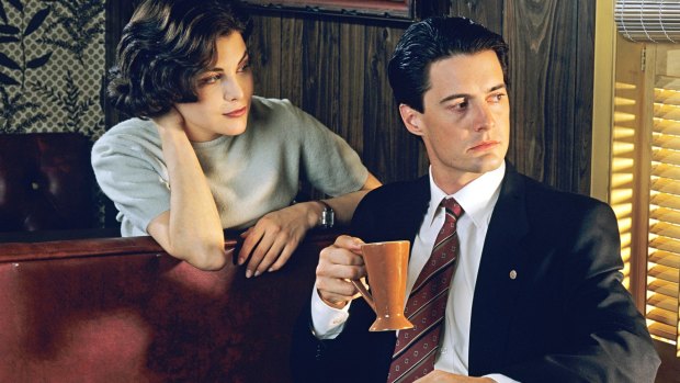 Sherilyn Fenn and Kyle MacLachlan in the original <i>Twin Peaks</I>. Both have returned for the new series.