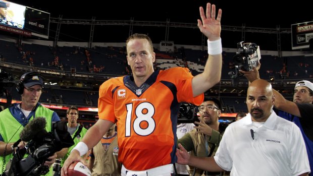 Saying goodbye: Denver Broncos quarterback Peyton Manning.