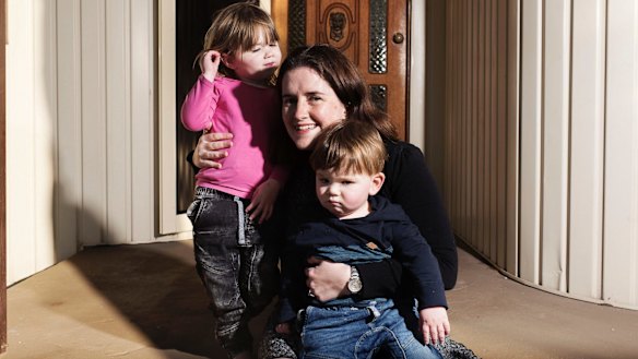 Kate Murphy with her son Micheal and daughter Sarah at their home in Oyster Bay.