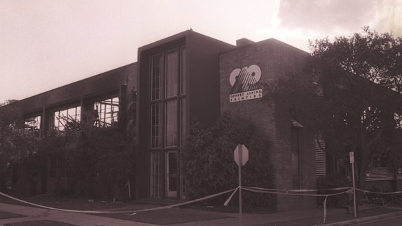 Remains: The Offset Alpine building in Sydney after it was hit by fire on Christmas Eve 1993