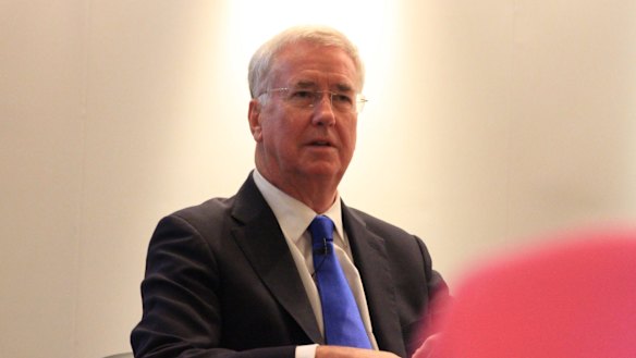 Sir Michael Fallon, Britain's Defence Secretary, at a fringe event at the Tory party conference in Manchester.