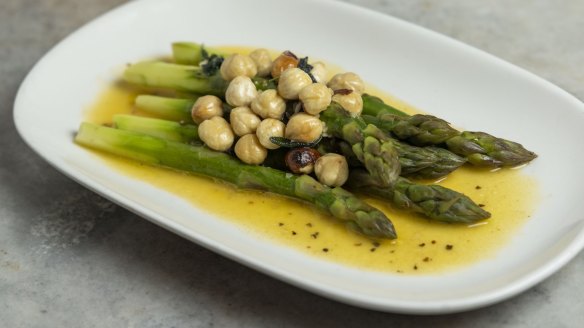 Asparagus with hazelnuts and sage butter.