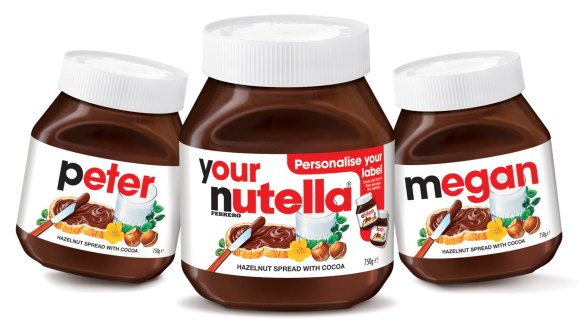 Customised jars of Nutella. 