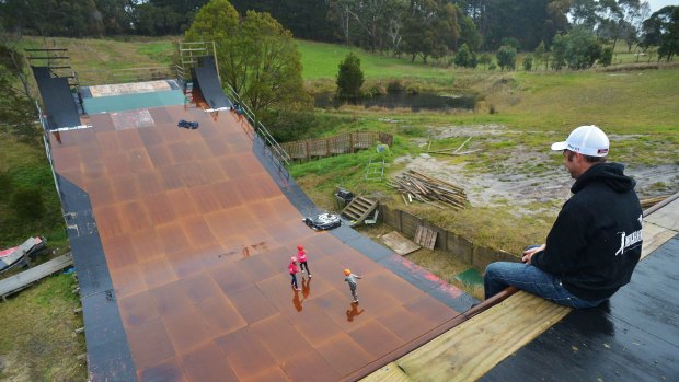 Peter Wilson, builder of one of the biggest skateboard ramps in the world located on his property in Nyora.