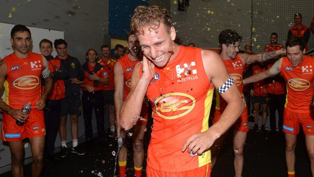 Winning feeling: Victories have been few but the Suns had reason to celebrate after beating West Coast at the weekend.