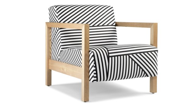 Max armchair in Zig Zag black and white Sparkk fabric.