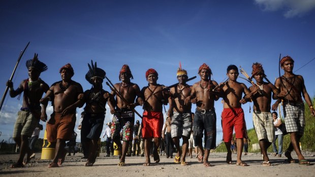 Amazon Indians near Altamira in Para State, Brazil in 2013. 