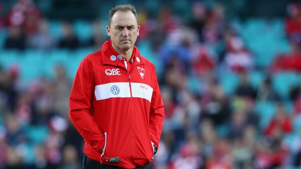 Not happy: Swans coach John Longmire says he's disappointed with Michael Talia's behaviour.  