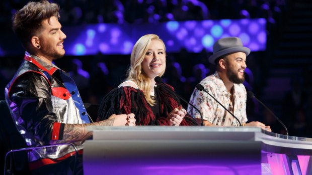 <i>X Factor Australia</i> judges (from left) Adam Lambert, Iggy Azalea and Guy Sebastian make up the 2016 panel.