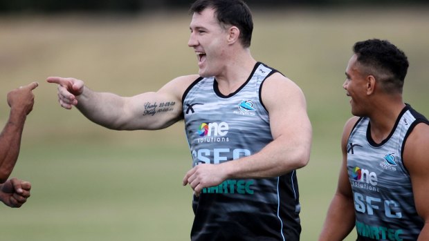 Paul Gallen returns to Sharks training after drugs ban.
