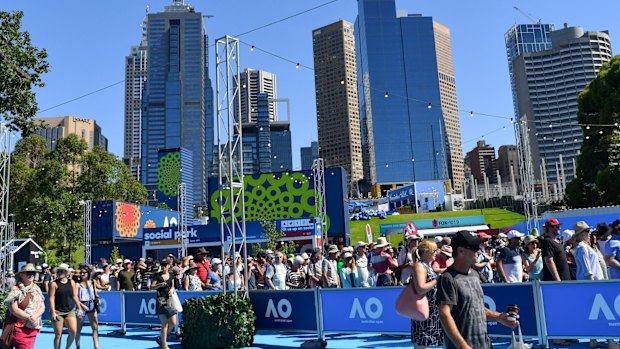 The Tanderrum Bridge entrance at Melbourne Park.