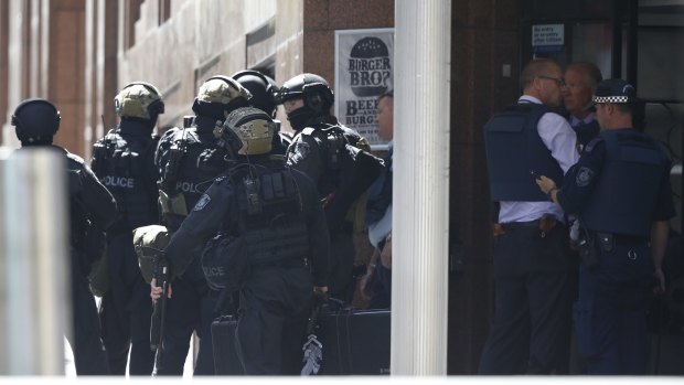 Armed police at Martin Place.
