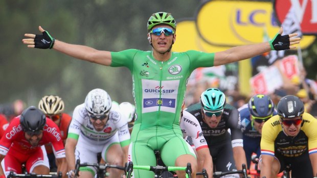 Marcel Kittel of Germany scored his fourth stage win in the Tour de France on Tuesday.