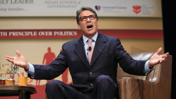 Republican presidential candidate Rick Perry at the Family Leadership Summit in Ames, Iowa.