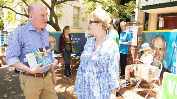 Liberal Candidate Trent Zimmerman at Saint Aloysius College polling booth. He was successful in taking the North Sydney seat vacated by Joe Hockey. 