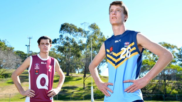 Nick Blakey (right) and Bailey Scott shape as top prospects in the 2018 AFL national draft. 