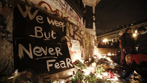 Tributes at Place de la Republique in Paris,  on Saturday, November 14.