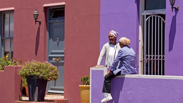 Brightly-painted houses line the streets of the suburb of Bo-Kaap.