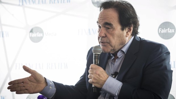 Oliver Stone, pictured in Sydney in May 2015, said his upcoming movie <em>Snowden</em> was turned down by every major studio.