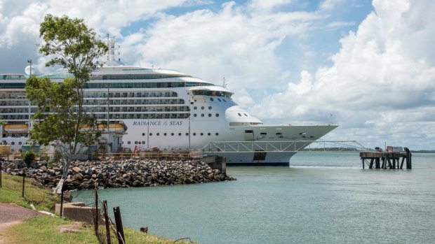 Radiance of the Seas in Darwin in 2018. The Northern Territory has decreed that no cruise ship with more than 150 passengers and crew can enter their waters.