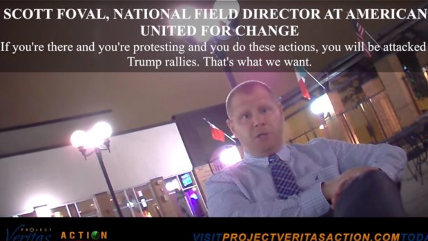 Scott Foval is seen in a shot from the video by Project Veritas,  a conservative group that has been criticised in the past for deceptive editing.