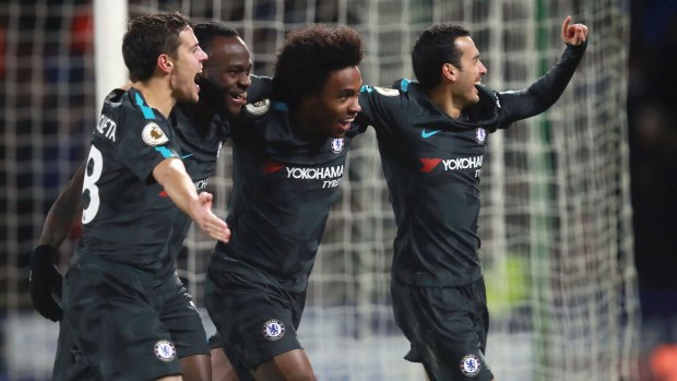 Easy win: Huddersfield Town were no match for Chelsea.