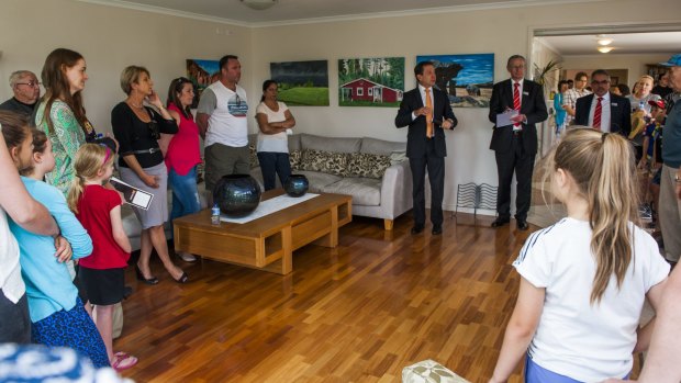 Auctioneer Frank Pompeani at the 45 Springvale Street auction. 