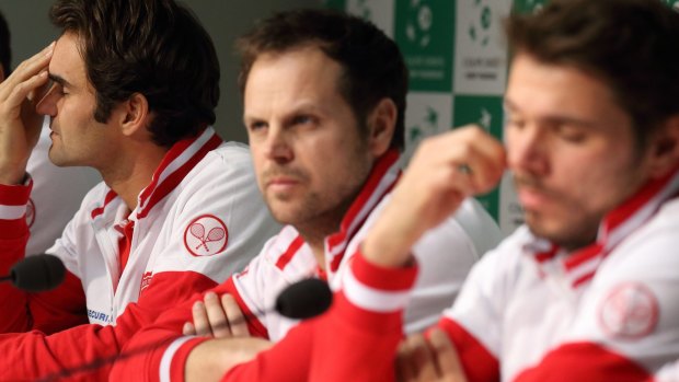 On the same side: Roger Federer and Stan Wawrinka, right, team up in the Davis Cup.