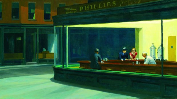 "Nighthawks" 1942, oil on canvas, by Edward Hopper, from The Art Institute of Chicago.