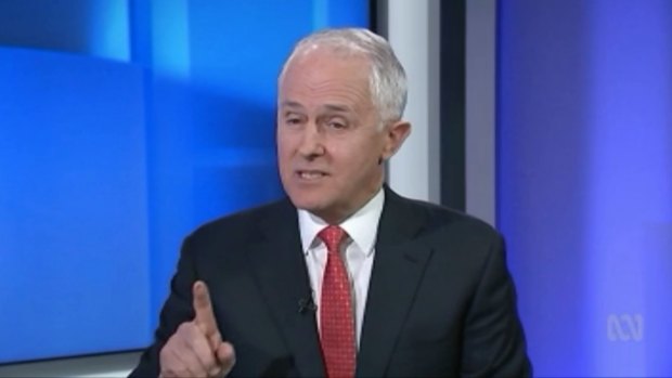 Defiant: Malcolm Turnbull on the ABC's <i>7.30</i> on Monday night.