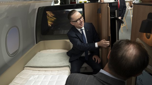 Qantas CEO Alan Joyce shows off the airline's new first-class cabins last month. Several readers in this week's Traveller Letters are unhappy with Qantas.
