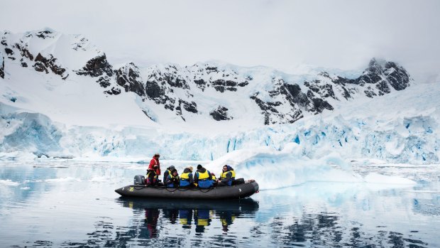 Zodiac excursion in Antarctica with Aurora Expeditions.
