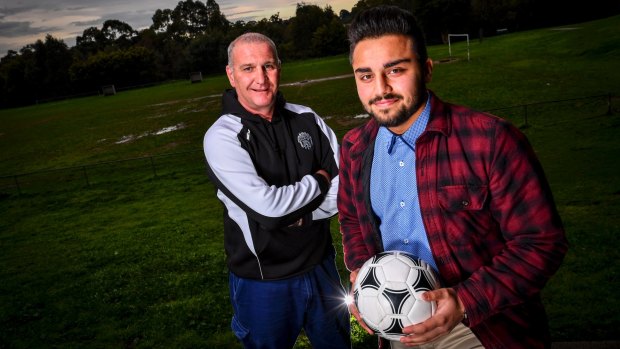 The 'Singing Wolf': Brunswick Juventus legendary 1970s-80s player, Fabio Incantalupo (literally, singing wolf) reunited with his old club through a trophy won by under 17 player Faisal Totakhil,  child of Afghani refugee parents.