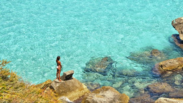 Island paradise: Favignana island, Cala Rossa Beach, Sicily, Italy.