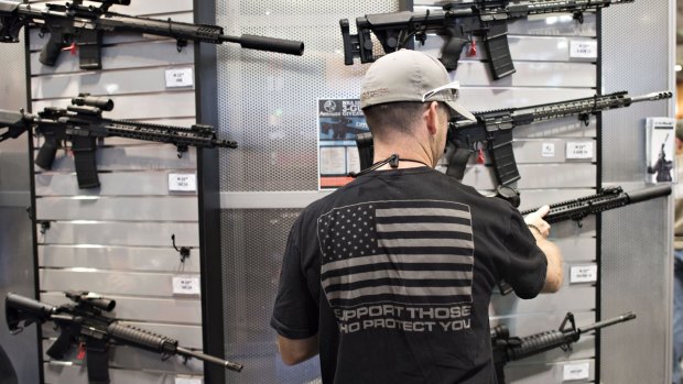 The exhibition floor of the 144th National Rifle Association Annual Meetings and Exhibits in Nashville, Tennessee in April.