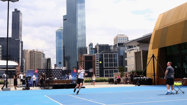Andy Murray of Great Britain in a training session at Crown Entertainment Complex in Melbourne. 