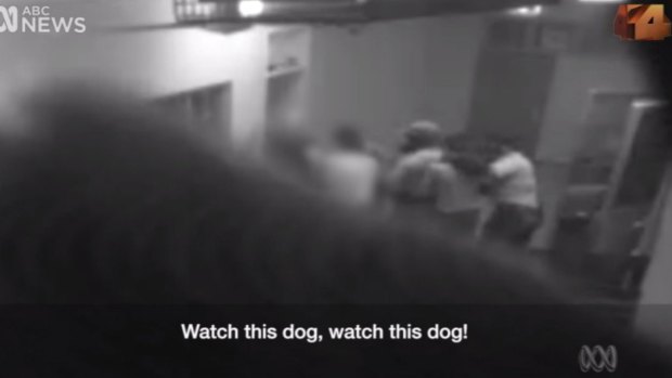 Footage showing officers inside the Don Dale detention centre.