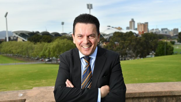 Nick Xenophon, posing for a photograph after announcing his plan to quit the Senate, could seize an influential role in South Australia.