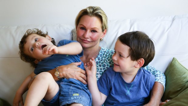Danica Weeks, whose husband was aboard the missing Malaysian Airlines flight MH370, with their children, Lincoln, 4, and Jack, 22 months, in Sydney in March 2015.