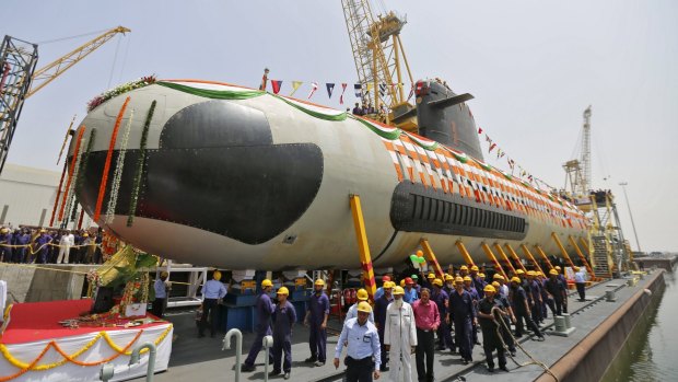 The Indian Navy's first Scorpene submarine in Mumbai this month.
