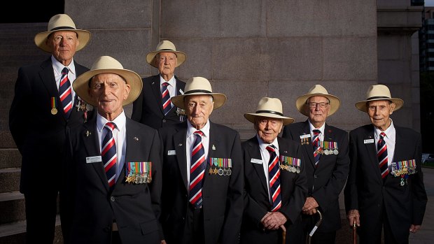 Bob Cowper, right, with veterans who returned to France for the 70th anniversary of the D-Day landings. 