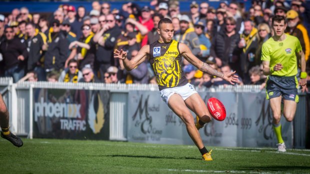Good package: Richmond's Shai Bolton finds space on the wing in the VFL preliminary final against Box Hill.