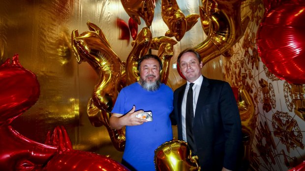 Artist, human rights champion and political dissident Ai Weiwei with Tony Ellwood, director of the National Gallery of Victoria