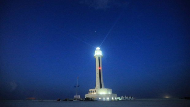 The lighthouse inaugurated this week by China on Zhubi Reef of Nansha Islands in disputed waters of the South China Sea.