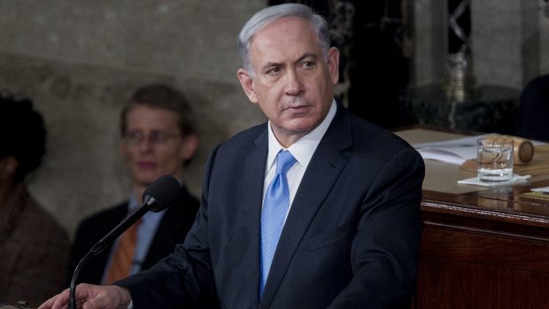 Benjamin Netanyahu speaking at a joint session of US Congress on March 3.